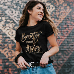 Beauty From Ashes Shirt Leopard Christian Matching Family Shirts - Faith & Flame - Books and Gifts - Amaranth Hades -