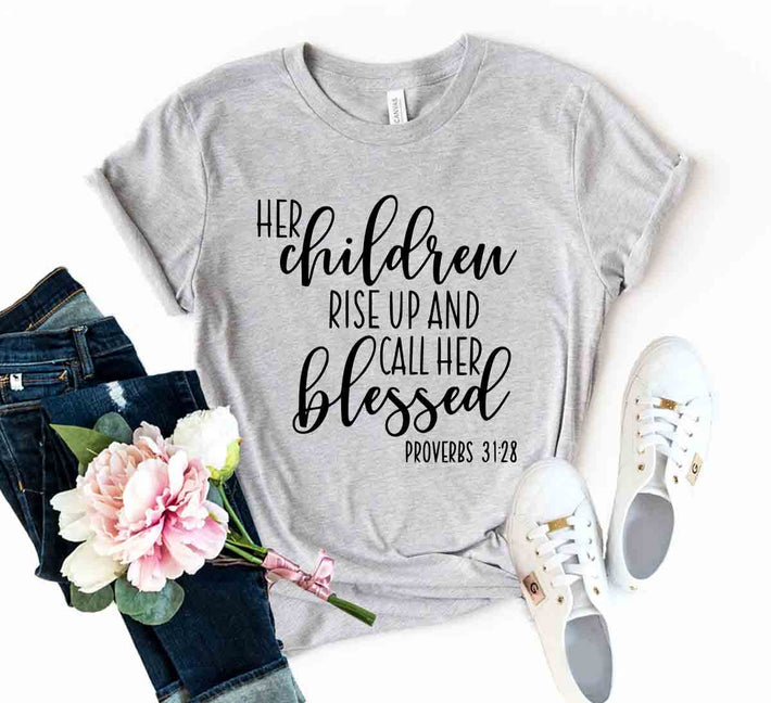 DT0208 Her Children Will Rise Up Shirt - Faith & Flame - Books and Gifts - Red Alcestis -