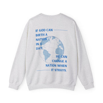 God can change a nation Crewneck Sweatshirt - Faith & Flame - Books and Gifts - Printify - 