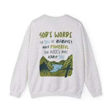 God's Words Crewneck Sweatshirt - Faith & Flame - Books and Gifts - Printify - 