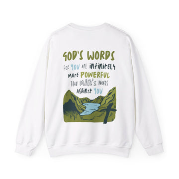 God's Words Crewneck Sweatshirt - Faith & Flame - Books and Gifts - Printify - 