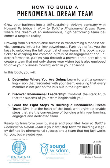 How to Build a Phenomenal Dream Team Paperback – December 2, 2024 - Faith & Flame - Books and Gifts - Sound Wisdom - 9781640955462