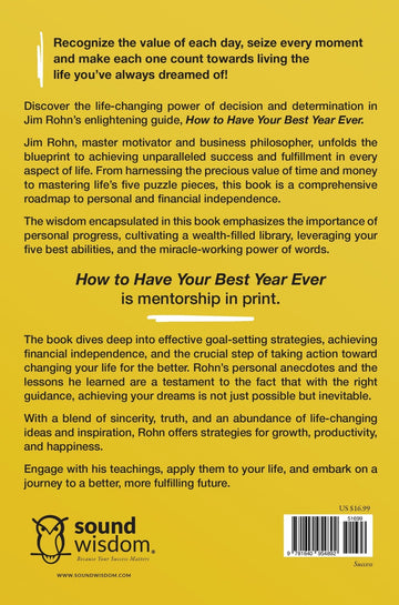 How to Have Your Best Year Ever: Strategies for Growth, Productivity, and Happiness: An Official Nightingale - Conant Publication (Take Control of Your Life) Paperback – January 7, 2025 - Faith & Flame - Books and Gifts - Sound Wisdom - 9781640954892