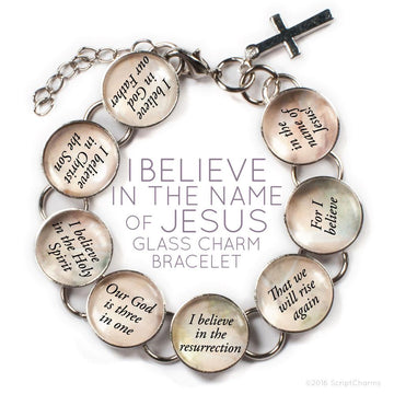 I Believe In the Name of Jesus – Apostle’s Creed Glass Charm Bracelet - Faith & Flame - Books and Gifts - Orchid Briseis -