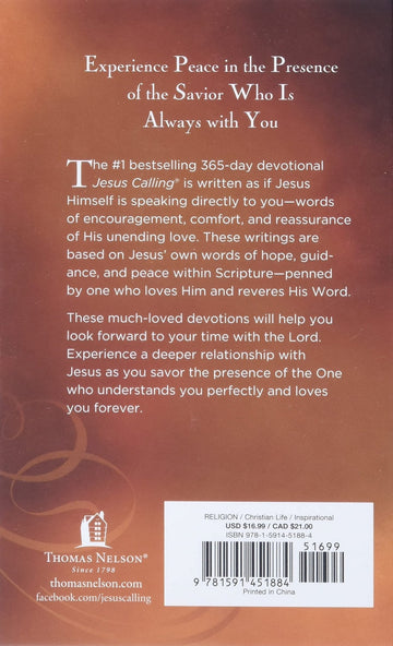 Jesus Calling: Enjoying Peace in His Presence (with Scripture References) (Hardcover) – October 10, 2004 - Faith & Flame - Books and Gifts - THOMAS NELSON PUBLISHERS - 9781591451884