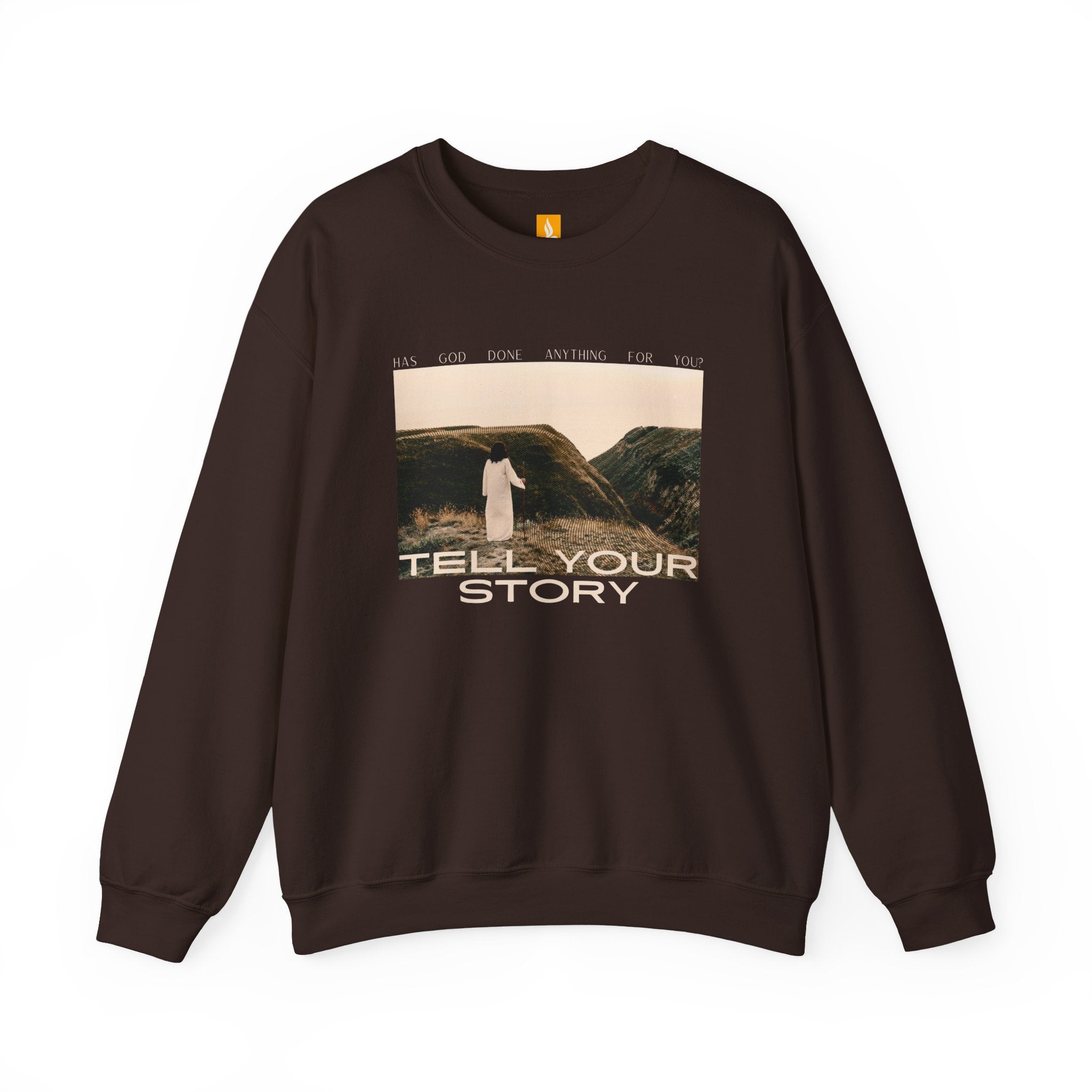 Tell Your Story Crewneck Sweatshirt Front Design | Pentecost If…