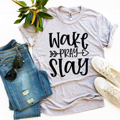 Wake Pray Slay T-shirt - Faith & Flame - Books and Gifts - Agate -