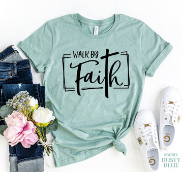 Walk By Faith T-shirt - Faith & Flame - Books and Gifts - Agate -