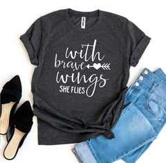 With Brave Wings She Flies T-shirt - Faith & Flame - Books and Gifts - Agate -