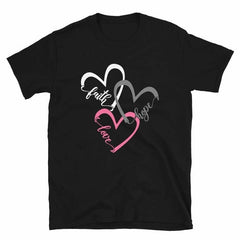 Faith Hope Love Heart Shirt Christian Tee Jesus Church T-Shirt - Faith & Flame - Books and Gifts - Amaranth Hades -