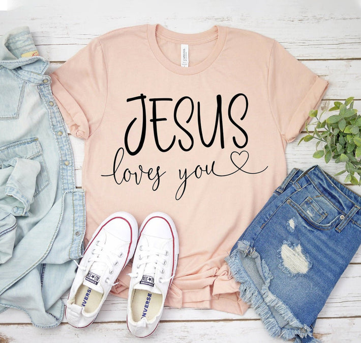 Jesus Loves You T-shirt - Faith & Flame - Books and Gifts - White Caeneus -